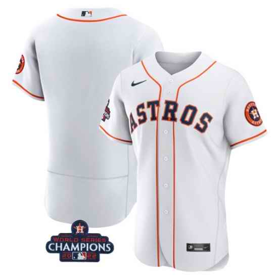 Men's Houston Astros Blank White 2022 World Series Champions Flex Base Stitched Baseball Jersey->youth soccer jersey->Youth Jersey