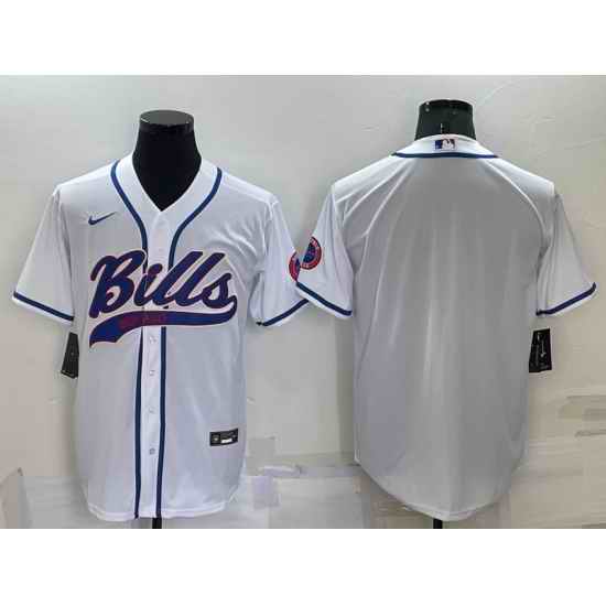 Men Buffalo Bills Blank White Cool Base Stitched Baseball Jersey->buffalo bills->NFL Jersey