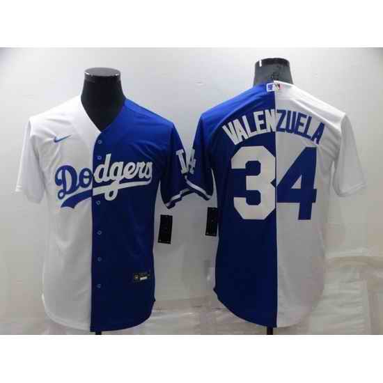 Men Los Angeles Dodgers #34 Toro Valenzuela White Blue Split Cool Base Stitched Baseball Jersey->los angeles dodgers->MLB Jersey