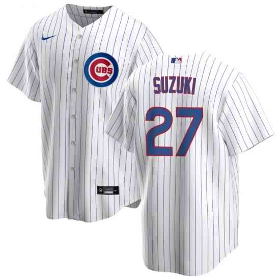 Mens Nike Chicago Cubs #27 Seiya Suzuki White Home Stitched Baseball Jersey->colorado rockies->MLB Jersey