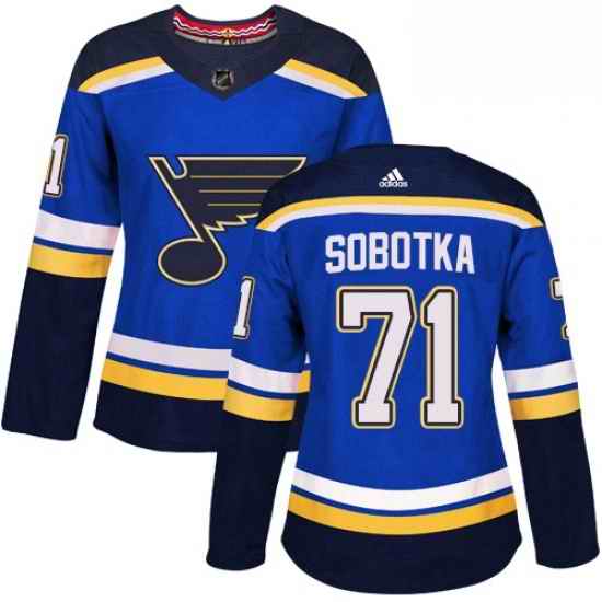 Womens Adidas St Louis Blues #71 Vladimir Sobotka Authentic Royal Blue Home NHL Jersey->women nhl jersey->Women Jersey