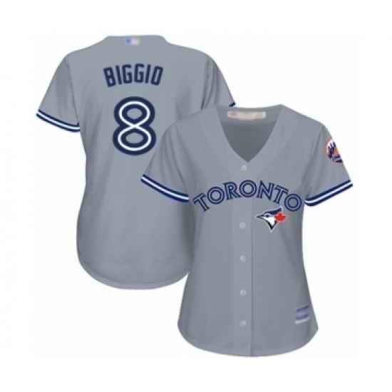 Women's Toronto Blue Jays #8 Cavan Biggio Authentic Grey Road Baseball Player Jersey->women mlb jersey->Women Jersey