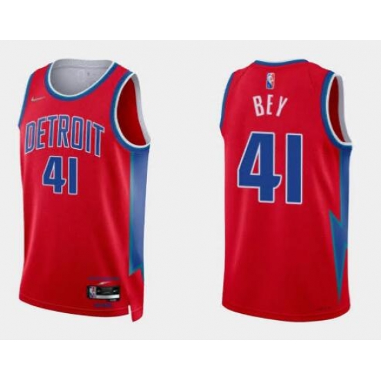 Men Nike Detroit Pistons 41 Saddiq Bey Red NBA Swingman 2020 #21 City Edition Jersey->detroit pistons->NBA Jersey