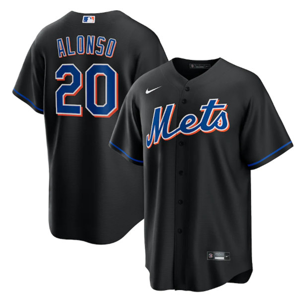 Men's New York Mets #20 Pete Alonso 2022 Black Cool Base Stitched Baseball Jersey->new york mets->MLB Jersey