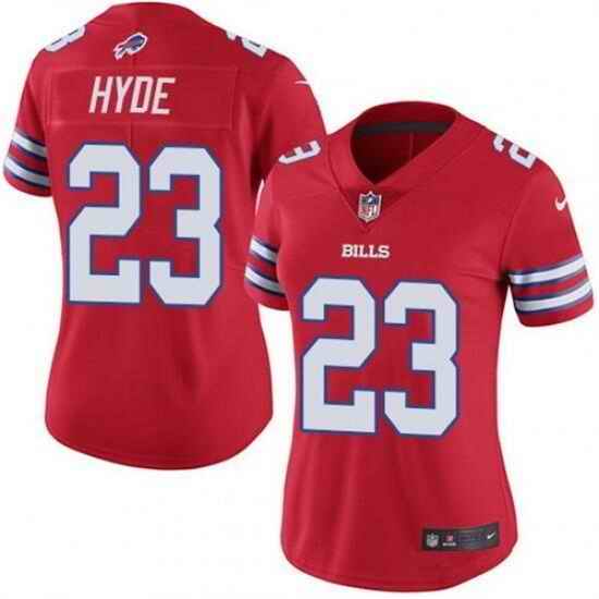 Women Buffalo Bills #23 Micah Hyde Red Stitched Football Jersey->women nfl jersey->Women Jersey