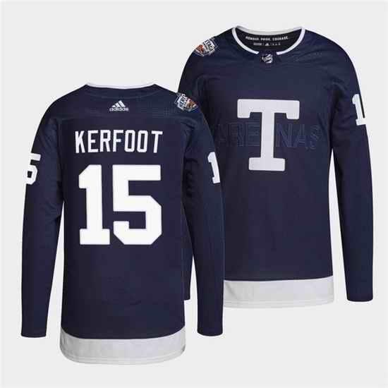 Men Toronto Maple Leafs #15 Alexander Kerfoot 2022 Heritage Classic Navy Stitched jersey->toronto maple leafs->NHL Jersey