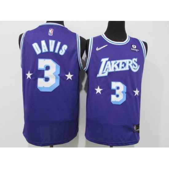 Men's Los Angeles Lakers #3 Anthony Davis Nike Purple 2021-22 Swingman City Jersey->los angeles lakers->NBA Jersey