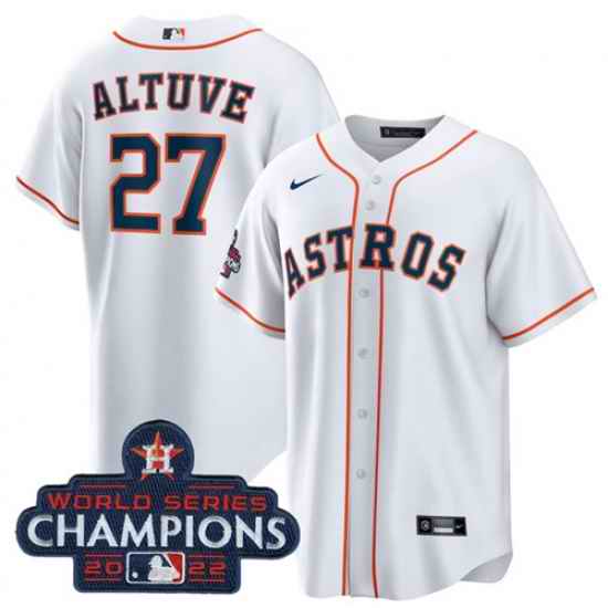 Men's Houston Astros #27 Jose Altuve White 2022 World Series Champions Home Stitched Baseball Jersey->houston astros->MLB Jersey