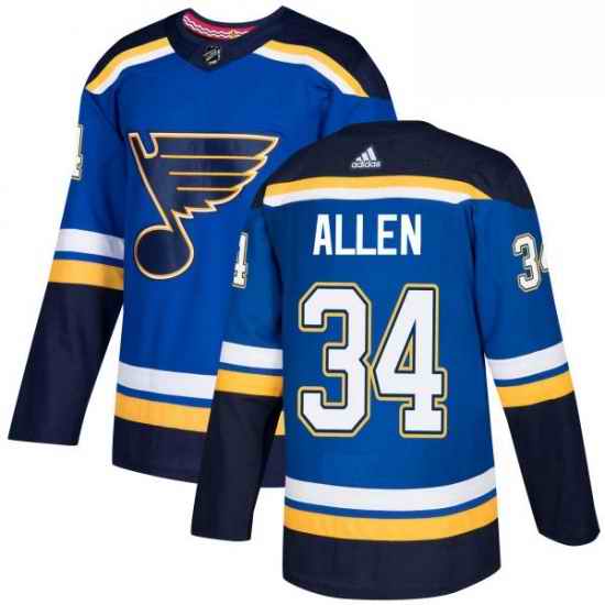 Mens Adidas St Louis Blues #34 Jake Allen Authentic Royal Blue Home NHL Jersey->st.louis blues->NHL Jersey