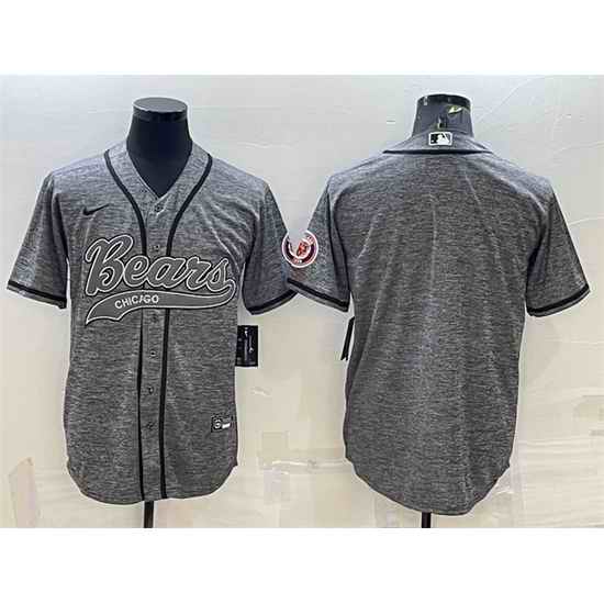Men Chicago Bears Blank Grey With Patch Cool Base Stitched Baseball Jersey->chicago bears->NFL Jersey