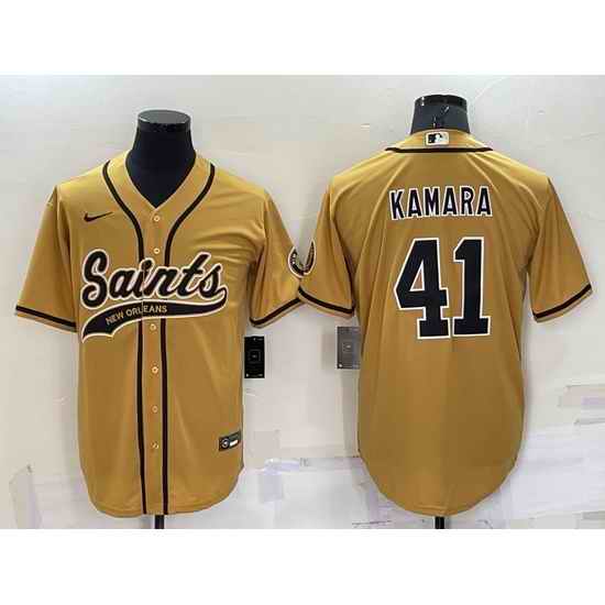 Men New Orleans Saints #41 Alvin Kamara Gold Cool Base Stitched Baseball Jersey->new orleans saints->NFL Jersey