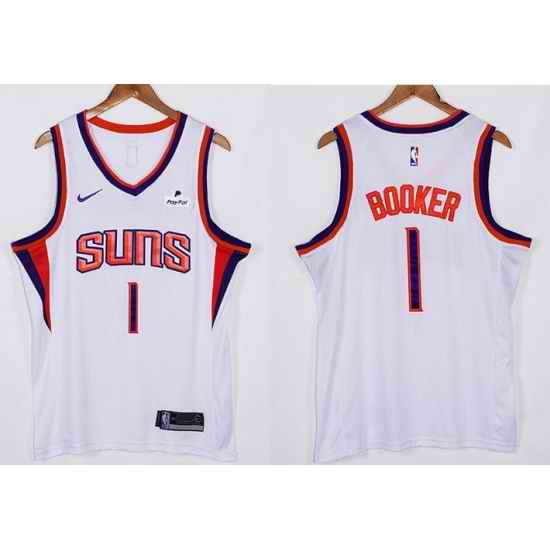 Men Phoenix Suns Devin Booker #1 White 2021 2022 City Edition Nike Stitched Jersey->san antonio spurs->NBA Jersey