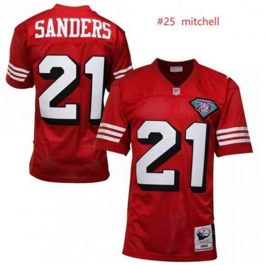 Men San Francisco 49ers Mitchell Red Throwback Jersey->women nfl jersey->Women Jersey