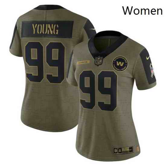 Women's Washington Football Team Chase Young Nike Olive 2021 Salute To Service Limited Player Jersey->women nfl jersey->Women Jersey