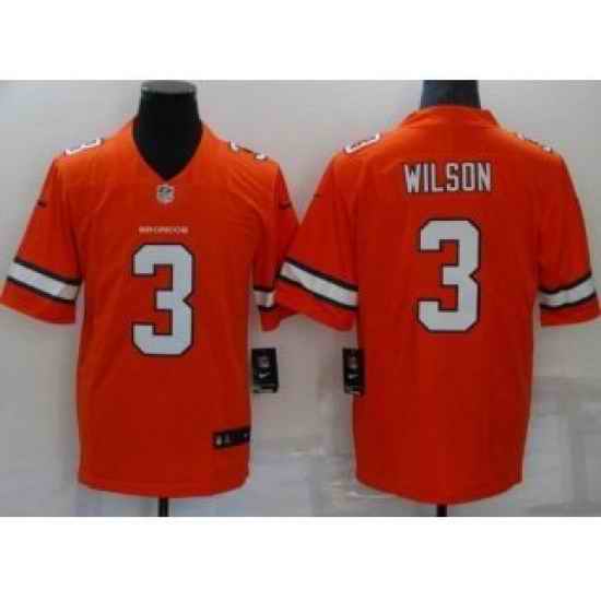 Women Denver Broncos #3 Russell Wilson Orange 2022 Color Rush Stitched NFL Nike Limited Jersey - ????->las vegas raiders->NFL Jersey