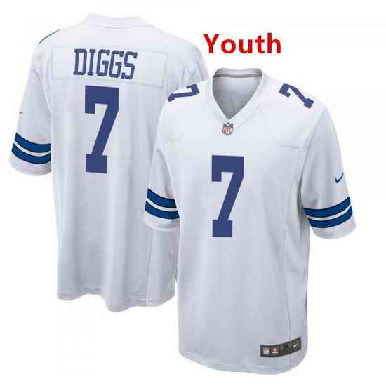 Youth Dallas Cowboys #7 Trevon Diggs  White Jersey->youth nfl jersey->Youth Jersey