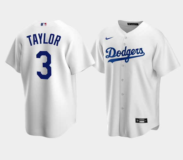 Men's Los Angeles Dodgers #3 Chris Taylor White Cool Base Stitched Baseball Jersey->miami marlins->MLB Jersey