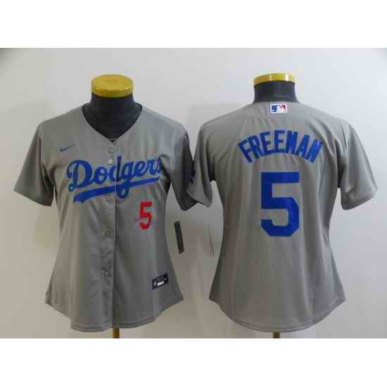 Youth Los Angeles Dodgers #5 Freddie Freeman Grey 2022 Number Cool Base Stitched Nike Jersey->youth mlb jersey->Youth Jersey