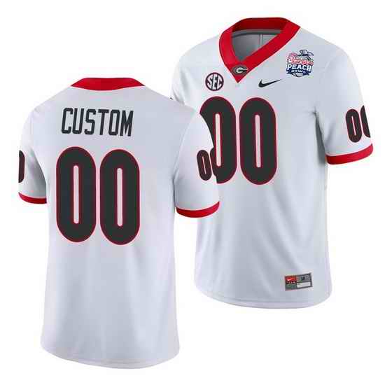 Georgia Bulldogs Custom White 2021 Peach Bowl College Football Jersey->->Custom Jersey
