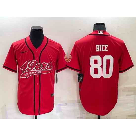 Men San Francisco 49ers #80 Jerry Rice Red Cool Base Stitched Baseball Jersey->new york giants->NFL Jersey