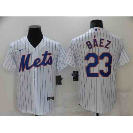 Men's Nike New York Mets #23 Javier B??ez White Game Authentic Baseball Jersey->oakland athletics->MLB Jersey