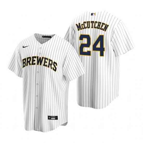 Men Milwaukee Brewers #24 Andrew McCutchen White Cool Base Stitched Jerse->atlanta braves->MLB Jersey