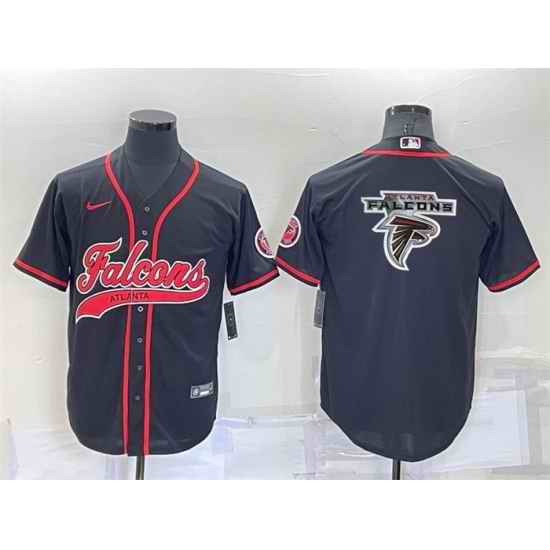 Men Atlanta Falcons Black Team Big Logo With Patch Cool Base Stitched Baseball Jersey->atlanta falcons->NFL Jersey