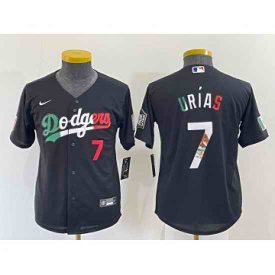 Youth Los Angeles Dodgers #7 Julio Urias Black Mexico Number 2020 World Series Cool Base Nike Jersey->youth mlb jersey->Youth Jersey