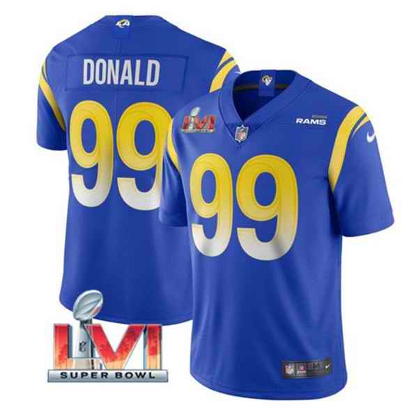 Nike Rams #99 Aaron Donald Royal 2022 Super Bowl LVI Vapor Limited Jersey->los angeles rams->NFL Jersey