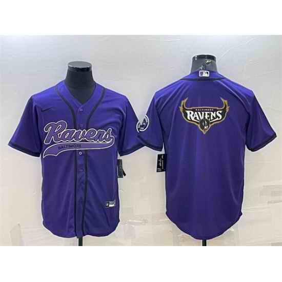 Men Baltimore Ravens Purple Team Big Logo With Patch Cool Base Stitched Baseball Jersey->chicago bears->NFL Jersey