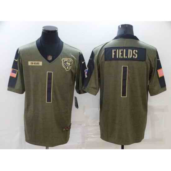 Men's Chicago Bears #1 Justin Fields 2021 Salute To Service Limited Jersey->green bay packers->NFL Jersey