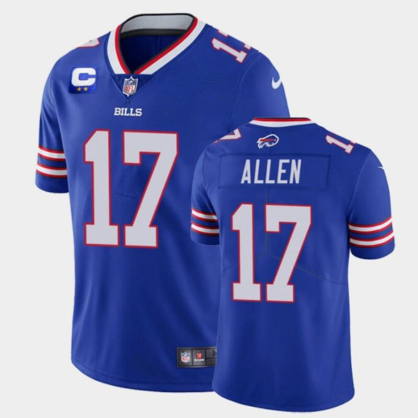 Men's Buffalo Bills #17 Josh Allen Royal With C Patch Vapor Untouchable Limited Stitched Jersey->atlanta falcons->NFL Jersey