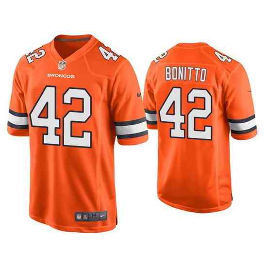 Men Denver Broncos #42 Nik Bonitto Orange Game Stitched Jersey->denver broncos->NFL Jersey