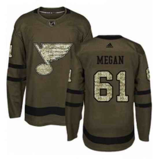Youth Adidas St Louis Blues #61 Wade Megan Premier Green Salute to Service NHL Jersey->youth nhl jersey->Youth Jersey