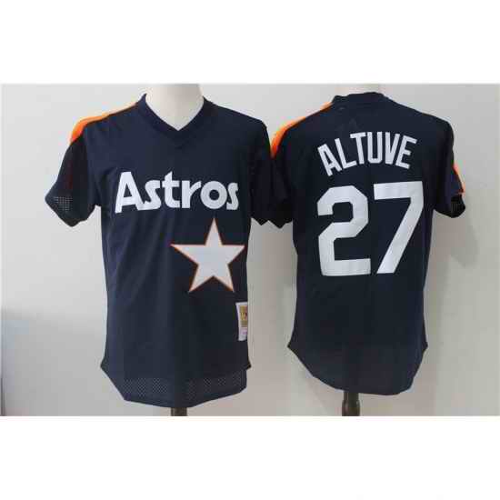 Men Mitchell and Ness 1988 Houston Astros #27 Jose AltuveJose altuve Navy Blue Throwback MLB Jersey->seattle mariners->MLB Jersey