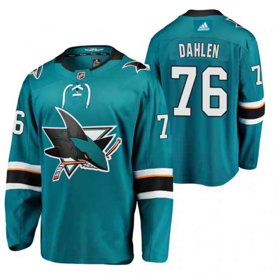 Adidas San Jose Sharks #76 Jonathan Dahlen Teal Home Authentic Stitched NHL Jersey->san jose sharks->NHL Jersey