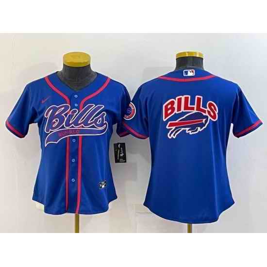 Women Buffalo Bills Royal Team Big Logo With Patch Cool Base Stitched Baseball Jersey->women nfl jersey->Women Jersey