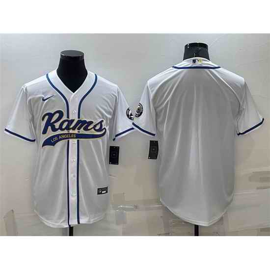 Men Los Angeles Rams Blank White With Patch Cool Base Stitched Baseb->los angeles rams->NFL Jersey