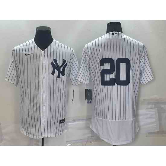 Men New York Yankees #20 Jorge Posada White Flex Base Stitched Baseball Jersey->milwaukee brewers->MLB Jersey
