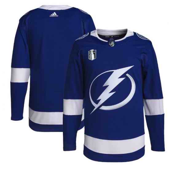 Men Tampa Bay Lightning Blank 2022 Blue Stanley Cup Final Patch Stitched Jersey->tampa bay lightning->NHL Jersey