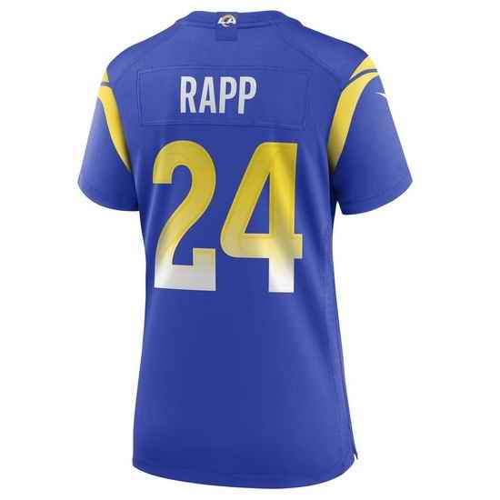 Women Los Angeles Rams #24 Taylor Rapp Blue Bone Stitched Football Limited Jersey->women nfl jersey->Women Jersey