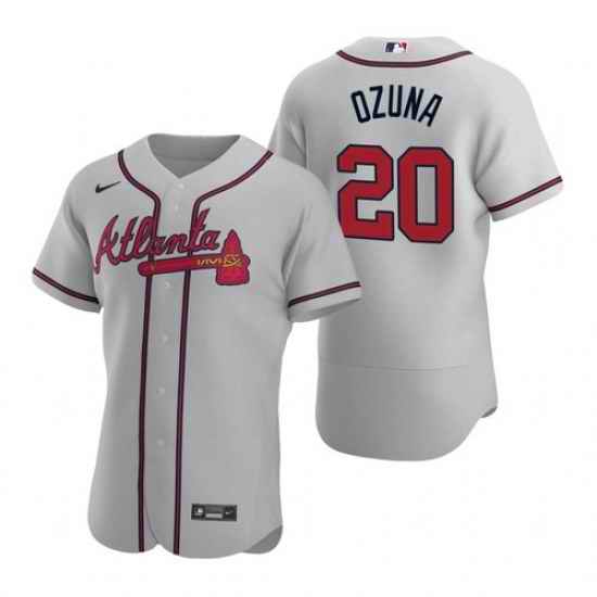 Mens Nike Atlanta Braves #20 Marcell Ozuna Gray Alternate Stitched Baseball Jersey->atlanta braves->MLB Jersey