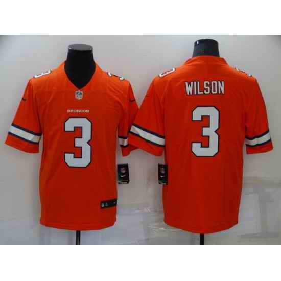 Men's Denver Broncos #3 Russell Wilson Orange 2022 Color Rush Stitched NFL Nike Limited Jersey->denver broncos->NFL Jersey