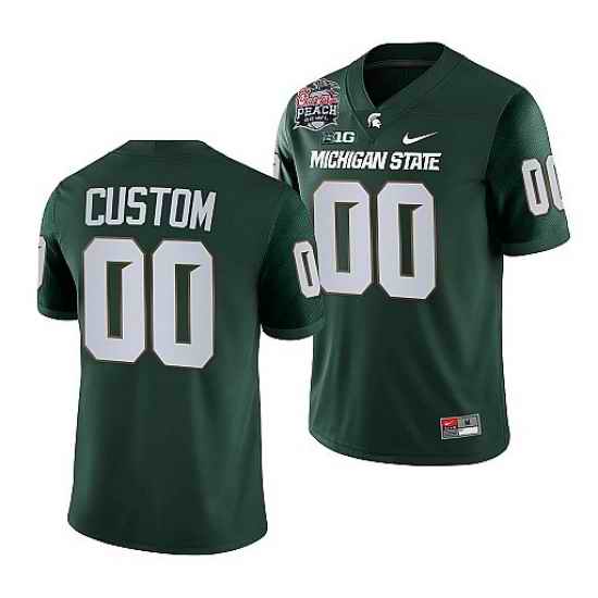 Michigan State Spartans Custom Green 2021 Peach Bowl College Football Playoff Jersey->->Custom Jersey
