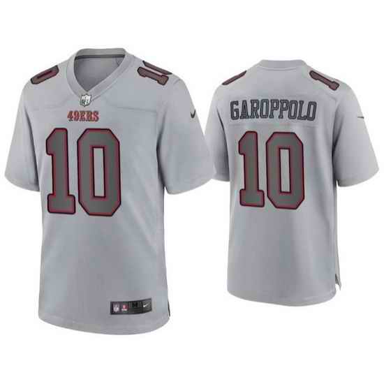 Men San Francisco 49ers #10 Jimmy Garoppolo Grey Atmosphere Fashion Stitched Game Jersey->san francisco 49ers->NFL Jersey