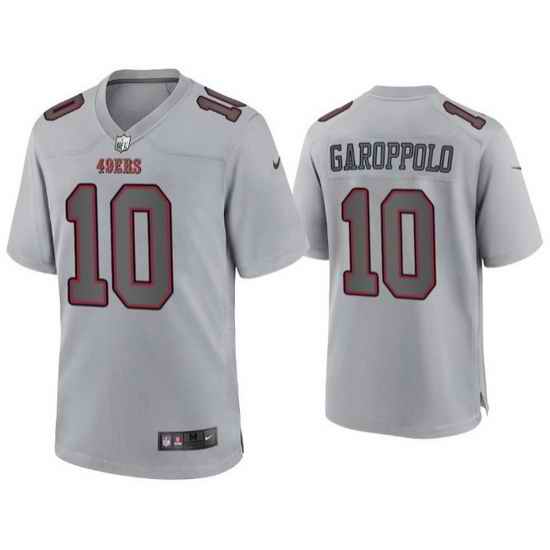 Men San Francisco 49ers #10 Jimmy Garoppolo Grey Atmosphere Fashion Stitched Game Jersey