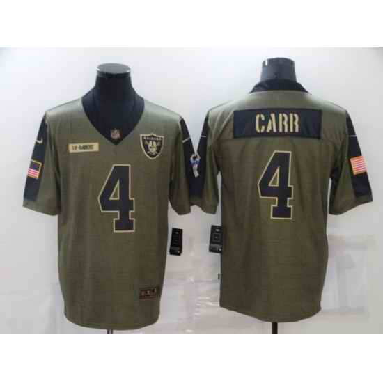 Men's Oakland Raiders #4 Derek Carr Nike Olive 2021 Salute To Service Limited Jersey->buffalo bills->NFL Jersey
