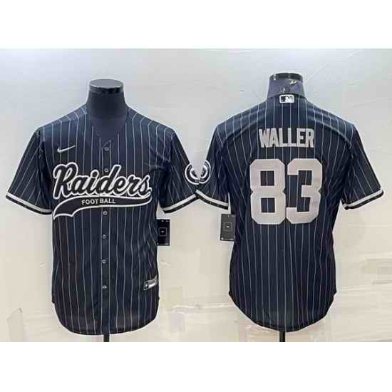 Men Las Vegas Raiders #83 Darren Waller Black With Patch Cool Base Stitched Baseball Jersey->las vegas raiders->NFL Jersey