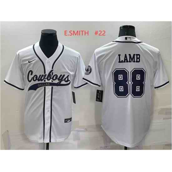 Men's Dallas Cowboys #22 Emmitt Smith White Stitched Cool Base Nike Baseball Jersey->green bay packers->NFL Jersey