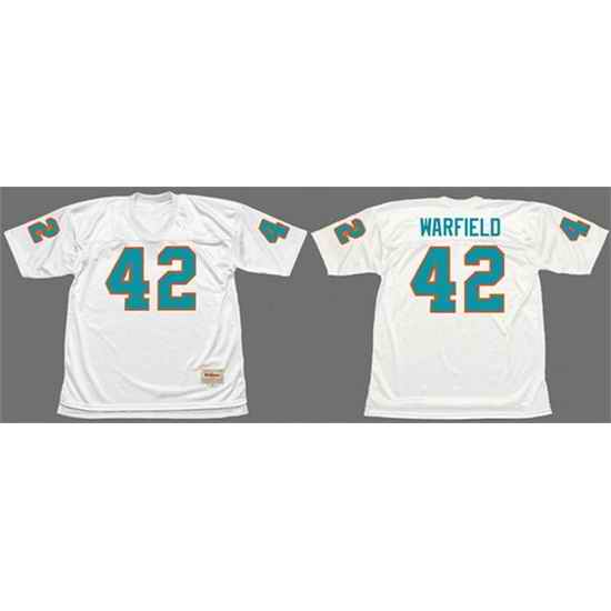 Men Miami Dolphins #42 Paul Warfield White 1972 Throwback Stitched Football Jersey->miami dolphins->NFL Jersey